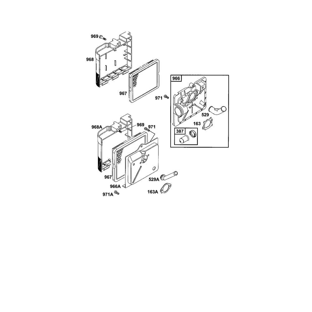Filter/Base - Air Cleaner Diagram and Parts List for 121700TO121799  Briggs and Stratton Engine